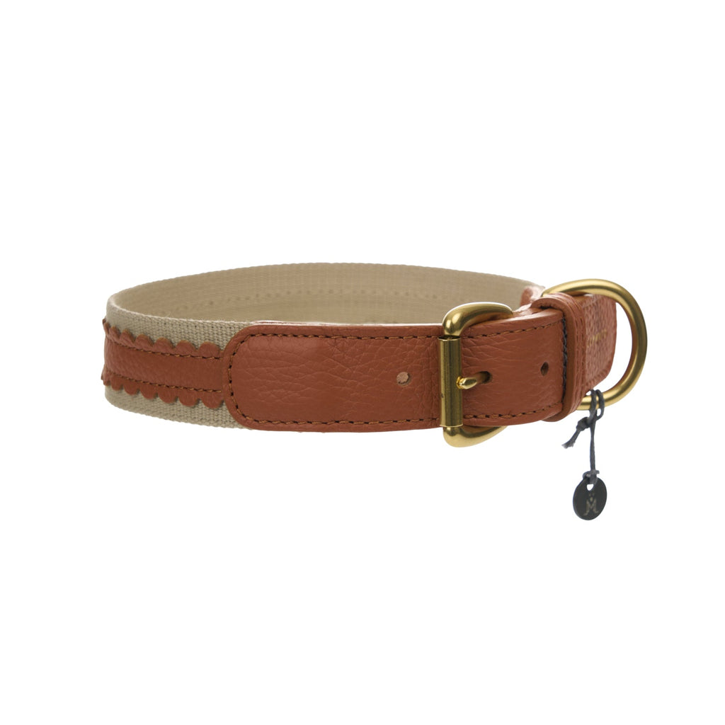 Mungo & Maud Luxury Dog & Cat Outfitters Bonbon Leather Dog Collar Brown