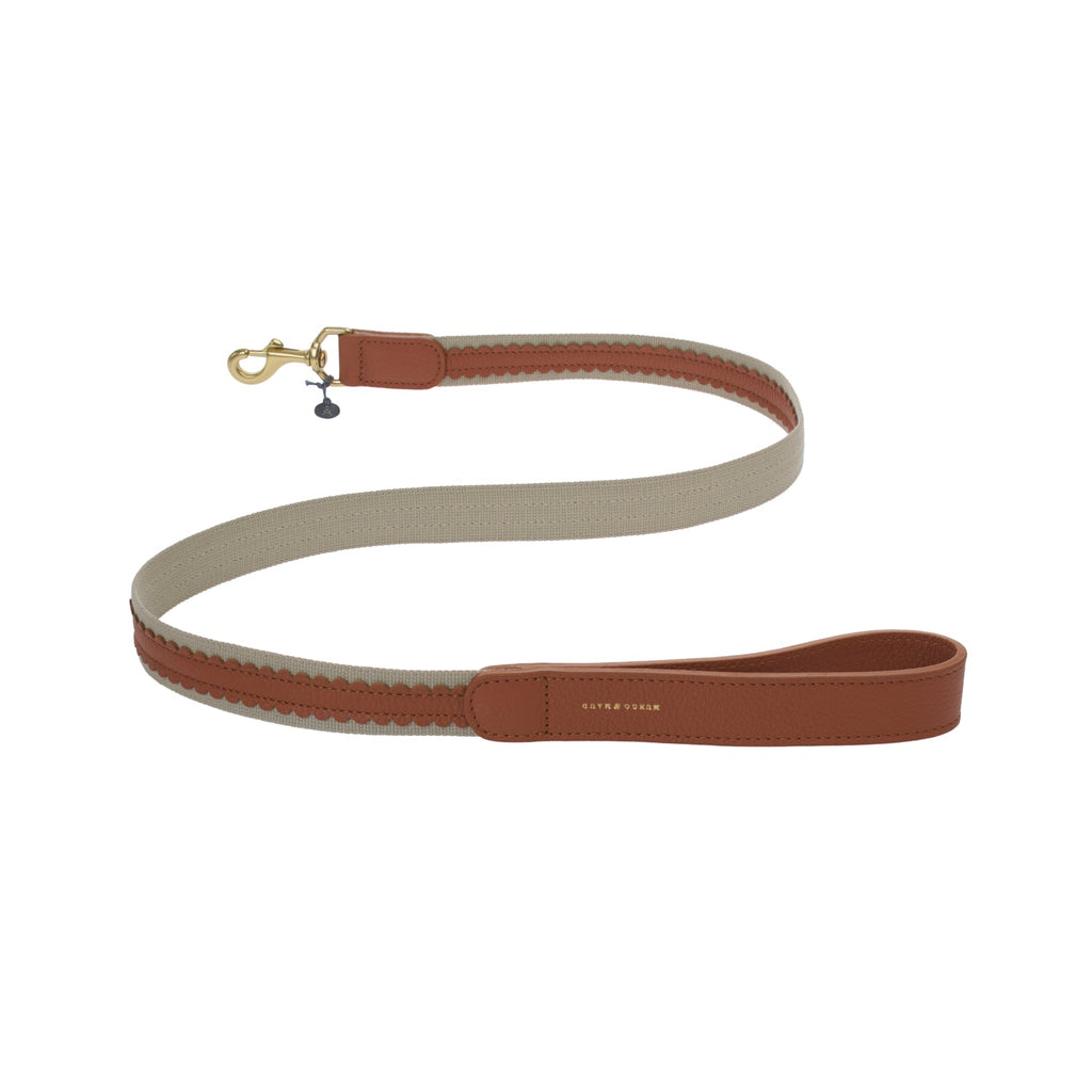 Mungo & Maud Luxury Dog & Cat Outfitters Bonbon Leather Dog Lead Brown