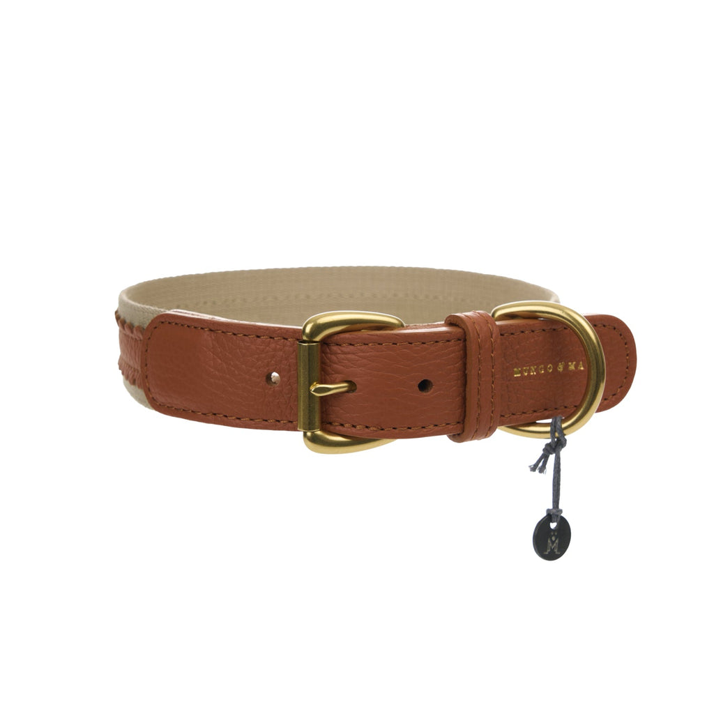 Mungo & Maud Luxury Dog & Cat Outfitters Bonbon Leather Dog Collar Brown
